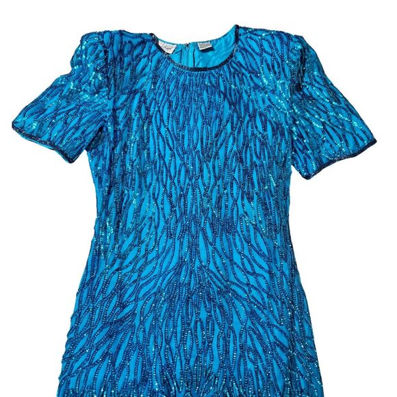 Laurence Kazar Dresses & Skirts - Vintage Laurence Kazar Sequin‎ Cocktail Formal Party Dress Teal Women's Size S